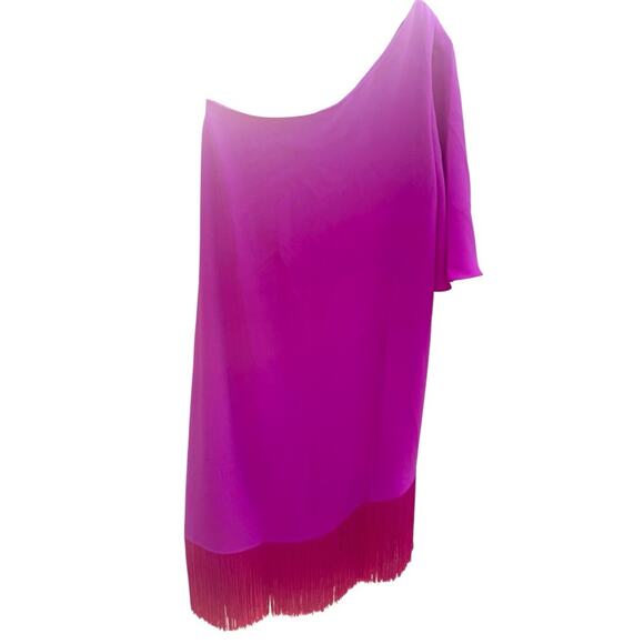 Trina Turk Gull Asymmetric Fringe Hem One Shoudler Dress Size XS NWT Boho Glam - Picture 6 of 7